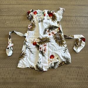 Two Palms Dress Hawaiian White Floral Size 2 Girls Toddler Vintage Authentic